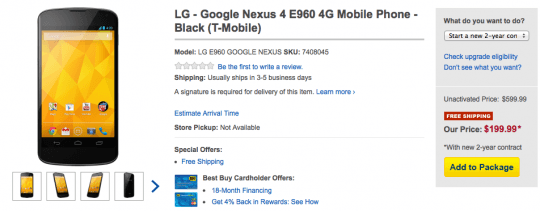 Nexus 4 back in stock
