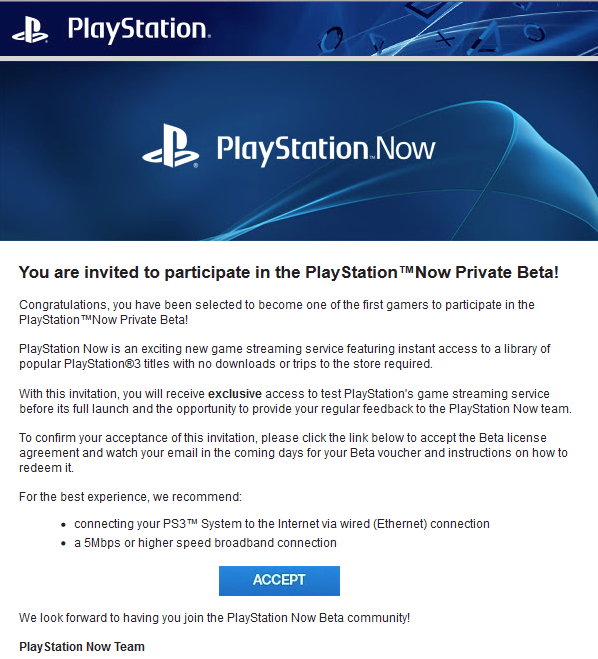 You’re invited! : playstation now sends out the first wave of beta invites