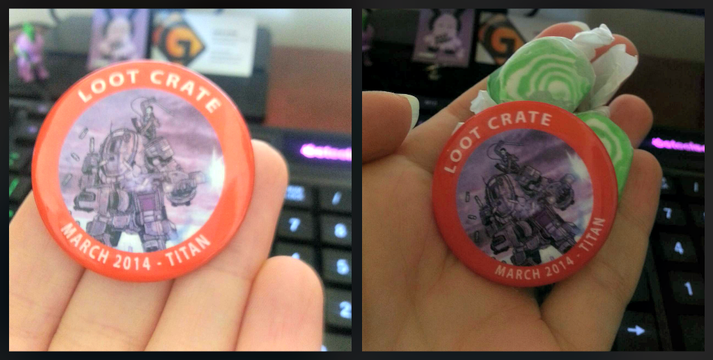 Loot crate pin and candy march 2014