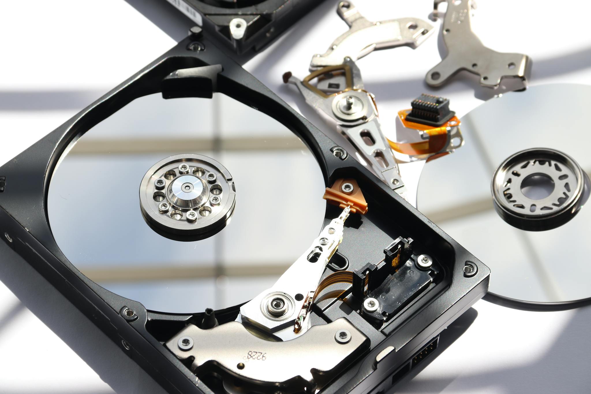 Detailed view of disassembled hdd